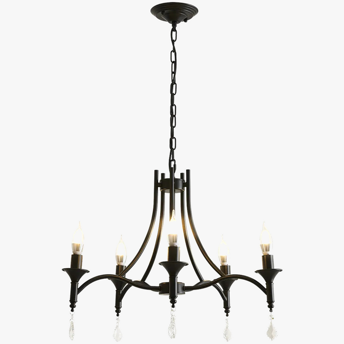 Lustre Exquis en Fer Forgé et Bougies