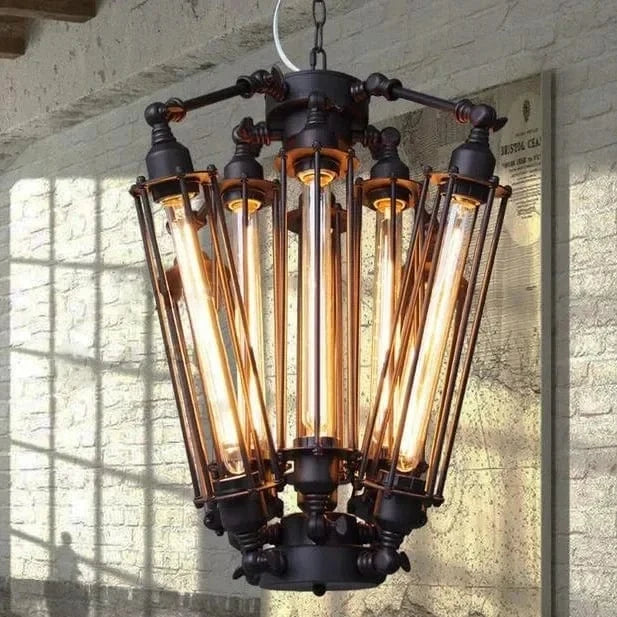 Ampoules Edison : Lustres et Suspensions Art déco, Noir Moderne, Grandes Lampes Créatives | Marco Lucetti 4 lumières