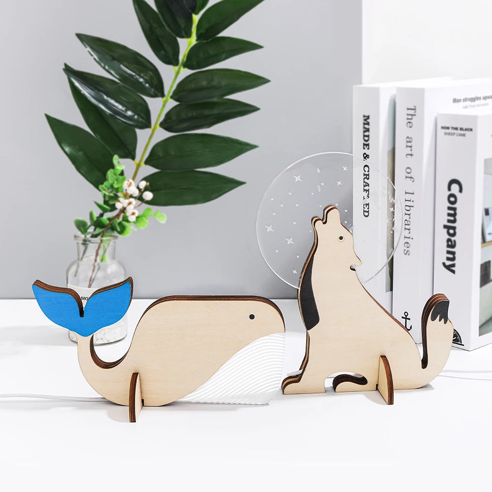 Lampe à poser Animaux LED veilleuse pour enfants - Lampe de chevet pélican Sirius baleine Toucan