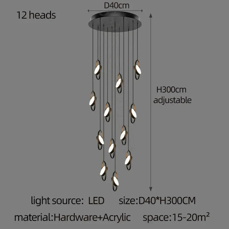 Anneau de suspension ovale en forme d'ovale | Marco Lucetti 12 têtes / Lumière chaude
