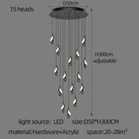 Anneau de suspension ovale en forme d'ovale | Marco Lucetti 15 têtes / Lumière chaude
