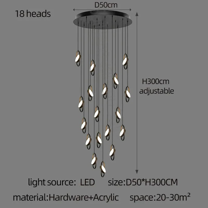 Anneau de suspension ovale en forme d'ovale | Marco Lucetti 18 têtes / Lumière chaude