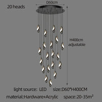 Anneau de suspension ovale en forme d'ovale | Marco Lucetti 20 têtes / Lumière chaude