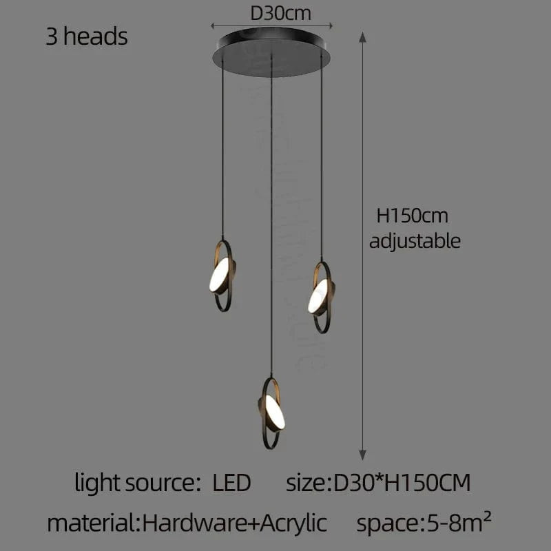 Anneau de suspension ovale en forme d'ovale | Marco Lucetti 3 têtes / Lumière chaude