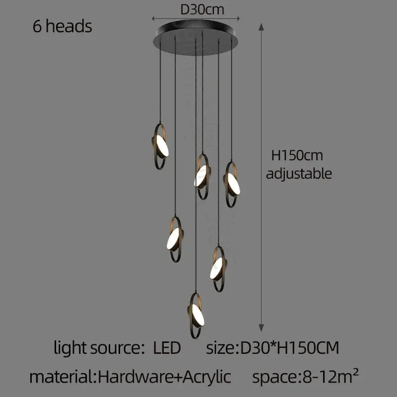 Anneau de suspension ovale en forme d'ovale | Marco Lucetti 6 têtes / Lumière chaude