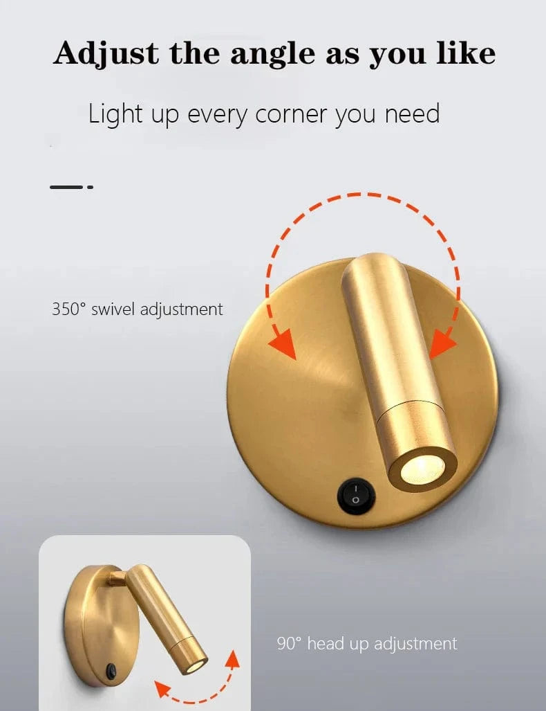 Applique de chevet nordique avec spot intégré et interrupteur | Marco Lucetti
