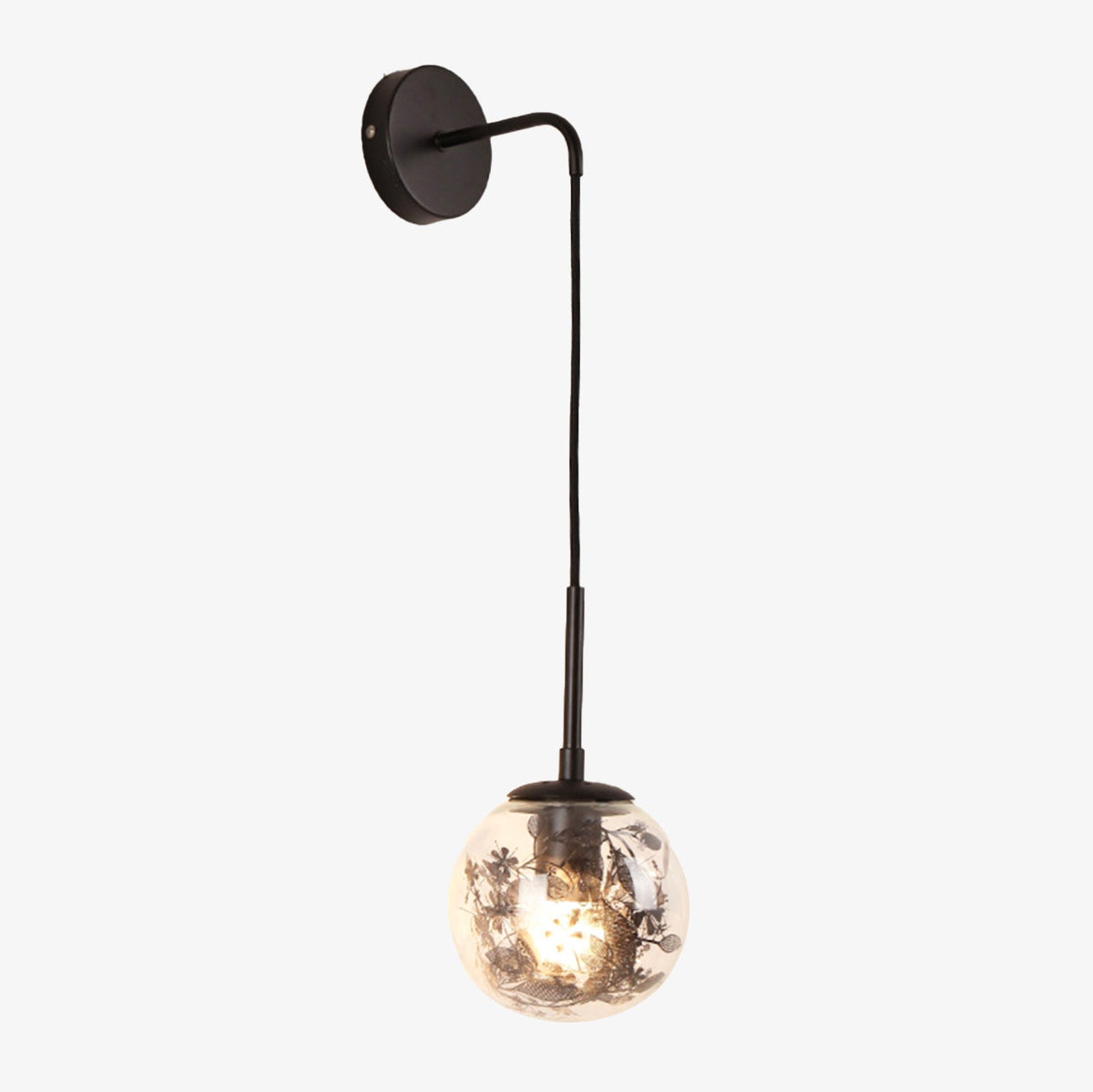 Lustre en verre avec feuilles dorées suspendues