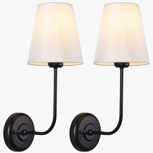 Suspension Double Vintage Antique à 2 Lumières avec Entonnoir Évasé et Abat-jour en Tissu Beige en Lin