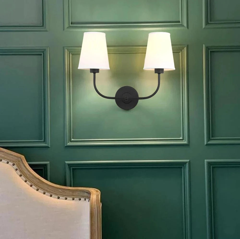 Applique Double Vintage avec Entonnoir Évasé et Abat-jour en Lin - Édition Spéciale | Marco Lucetti