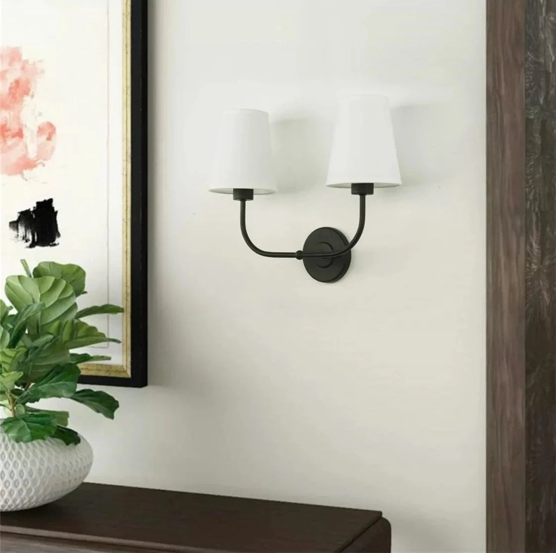 Applique Double Vintage avec Entonnoir Évasé et Abat-jour en Lin - Édition Spéciale | Marco Lucetti