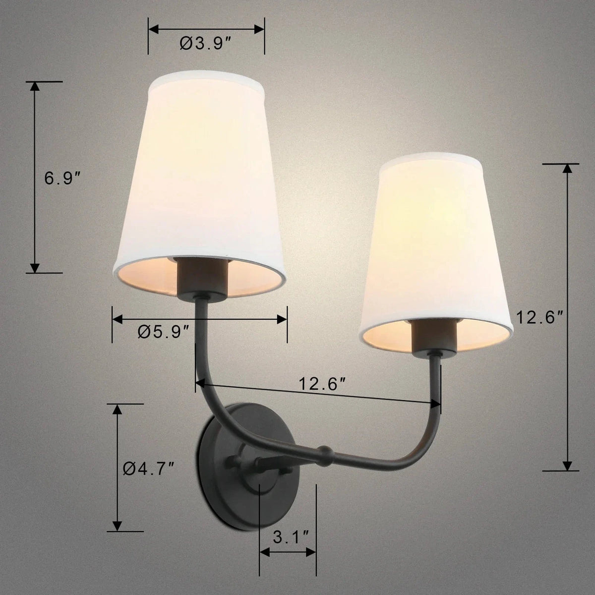 Applique Double Vintage avec Entonnoir Évasé et Abat-jour en Lin - Édition Spéciale | Marco Lucetti