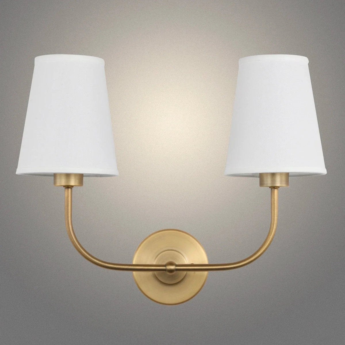 Applique Double Vintage avec Entonnoir Évasé et Abat-jour en Lin - Édition Spéciale | Marco Lucetti Dorée