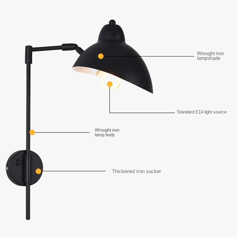 Applique industrielle pliante télescopique simple Made in USA | Marco Lucetti