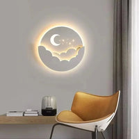 Applique LED Créative Nuage Étoiles Lune pour Chambre Enfants | Marco Lucetti Rond 28cm / 28 cm / Lumière blanche