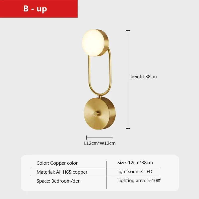 Applique LED Cuivre Nordique Moderne | Marco Lucetti B en haut