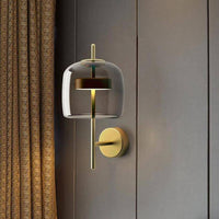 Applique LED Dorée Design avec Abat-jour Verre Rétro | Marco Lucetti Gris fumé