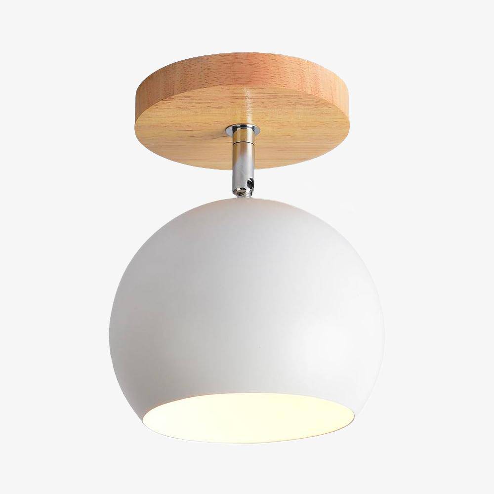 Applique LED en bois avec boule métallique ajustable | Marco Lucetti Blanc