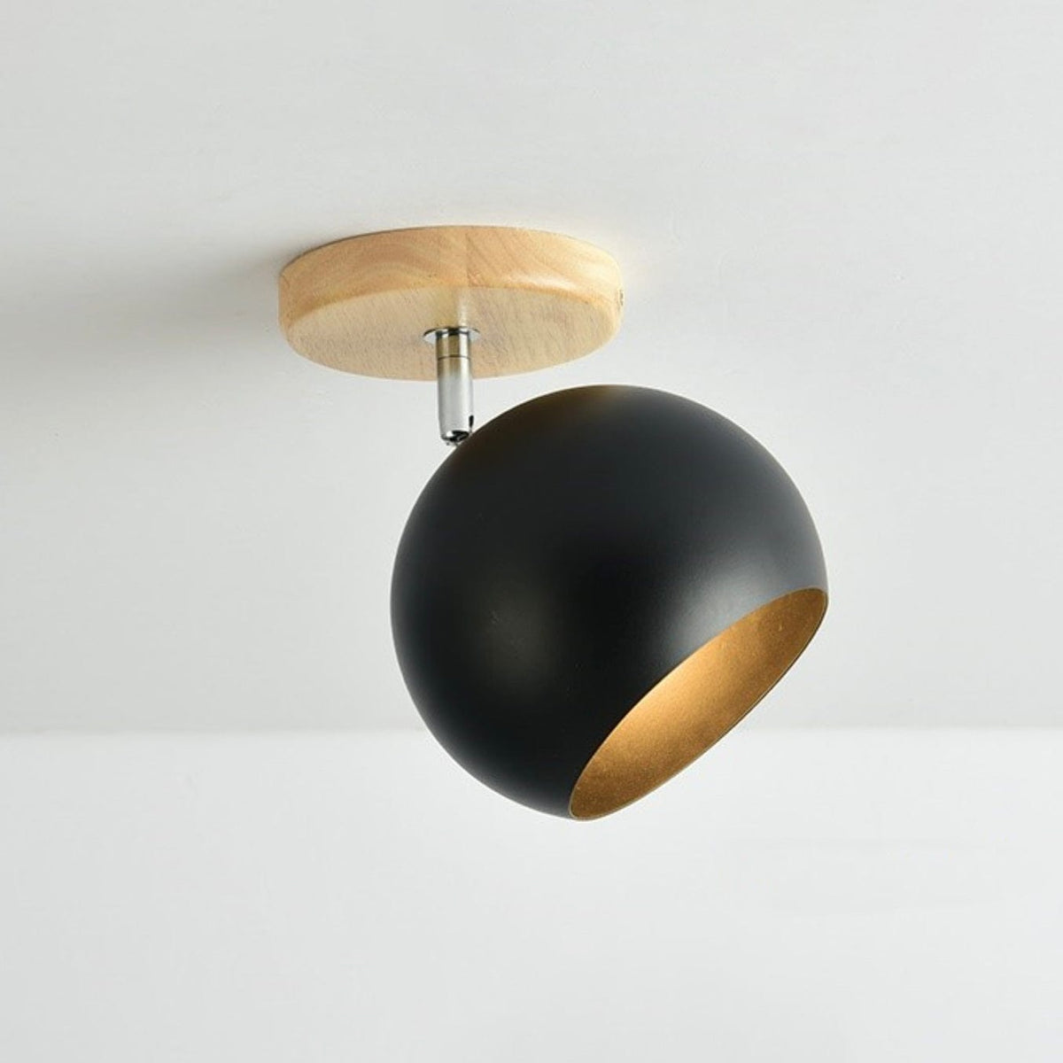 Applique LED en bois avec boule métallique ajustable | Marco Lucetti Noir