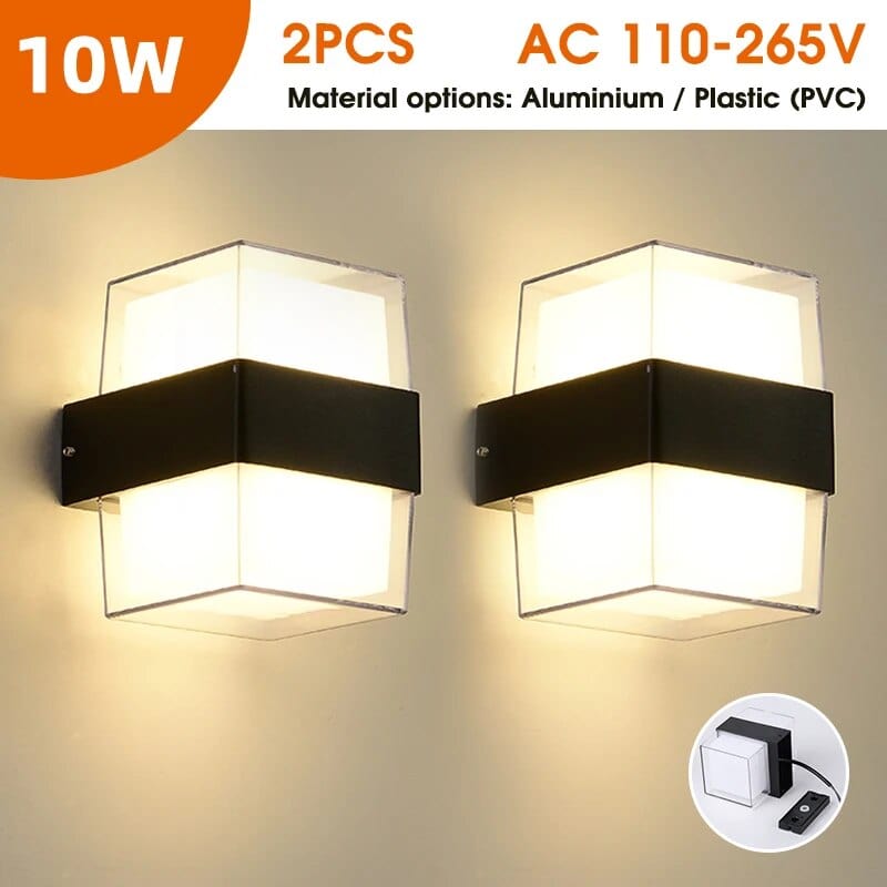 Applique LED étanche pour intérieur et extérieur | Marco Lucetti Carré Type A 2PC / Aluminium Acrylique / Blanc chaud (2700-3500K)