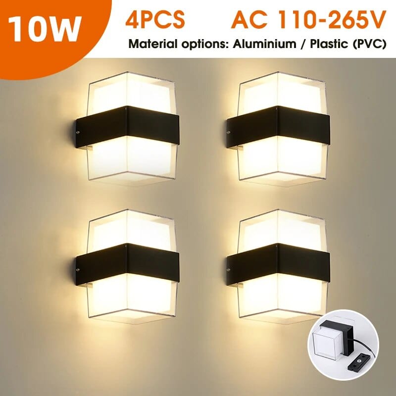 Applique LED étanche pour intérieur et extérieur | Marco Lucetti Carré Type A 4PC / Aluminium Acrylique / Blanc chaud (2700-3500K)