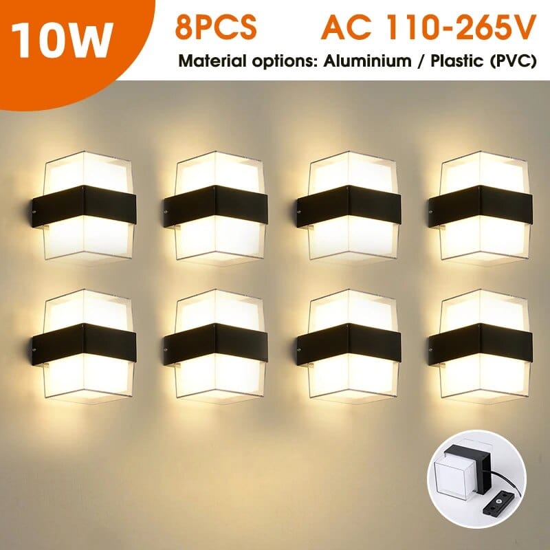 Applique LED étanche pour intérieur et extérieur | Marco Lucetti Carré Type A 8PC / Aluminium Acrylique / Blanc chaud (2700-3500K)