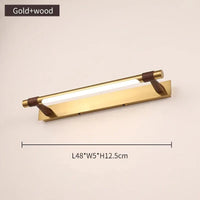 Applique LED moderne en cuivre pour miroir de salle de bains | Marco Lucetti Bois doré-48cm / Blanc chaud (2700-3500K)