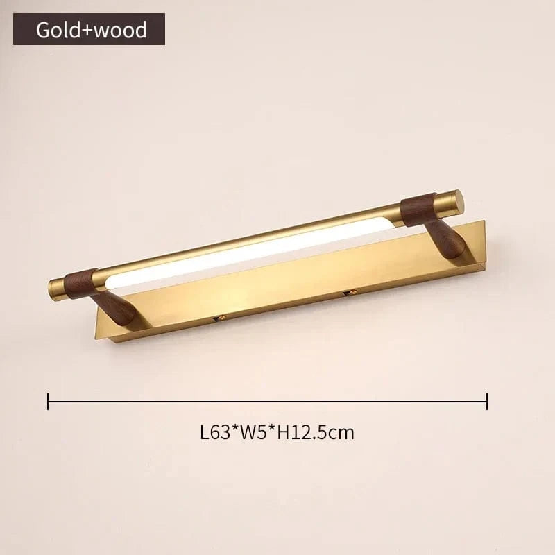 Applique LED moderne en cuivre pour miroir de salle de bains | Marco Lucetti Bois doré-63cm / Blanc chaud (2700-3500K)