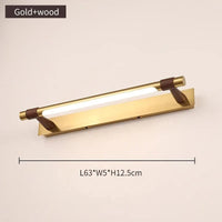 Applique LED moderne en cuivre pour miroir de salle de bains | Marco Lucetti Bois doré-63cm / Blanc chaud (2700-3500K)