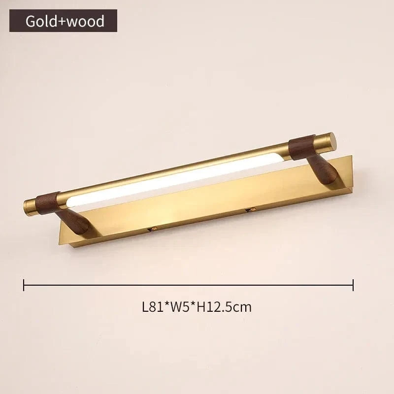 Applique LED moderne en cuivre pour miroir de salle de bains | Marco Lucetti Bois doré-81cm / Blanc chaud (2700-3500K)