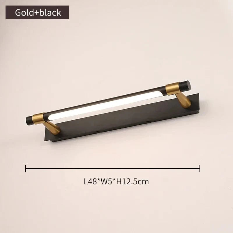 Applique LED moderne en cuivre pour miroir de salle de bains | Marco Lucetti Or noir-48cm / Blanc chaud (2700-3500K)