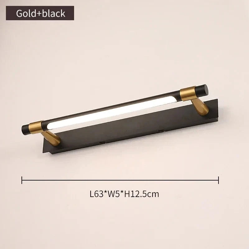Applique LED moderne en cuivre pour miroir de salle de bains | Marco Lucetti Or noir-63cm / Blanc chaud (2700-3500K)