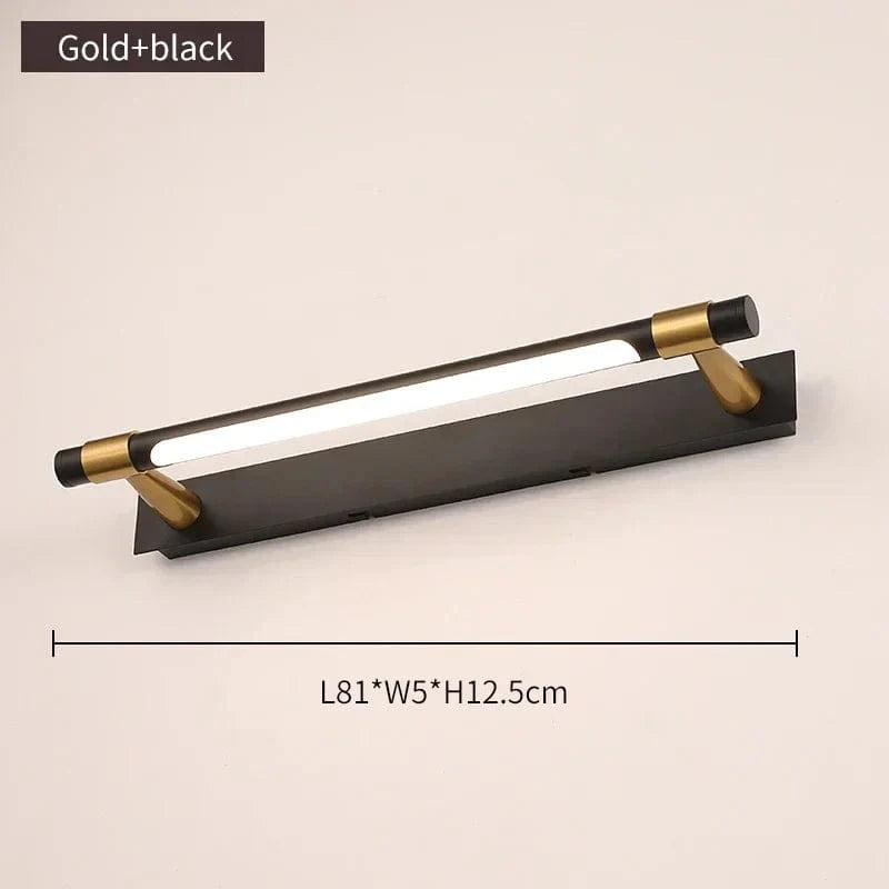 Applique LED moderne en cuivre pour miroir de salle de bains | Marco Lucetti Or noir-81cm / Blanc chaud (2700-3500K)