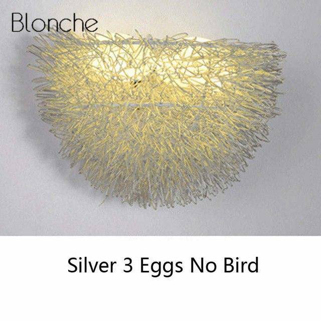 Applique LED Nid d'Oiseau | Marco Lucetti Argenté - Sans oiseau