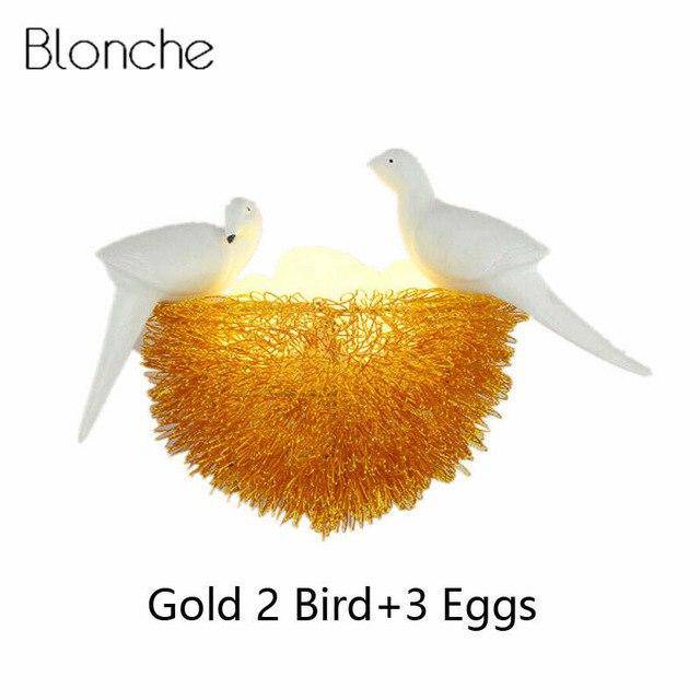 Applique LED Nid d'Oiseau | Marco Lucetti Doré - Avec oiseaux