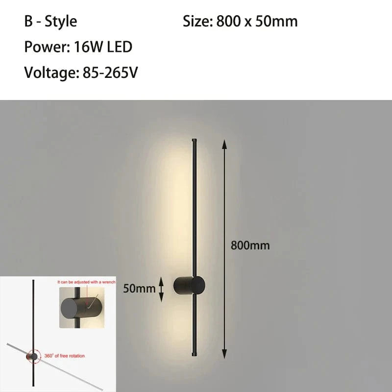 Applique LED Nordik Modern - Intérieur Longue Angle | Marco Lucetti Style B3 / Blanc chaud (2700-3500K)