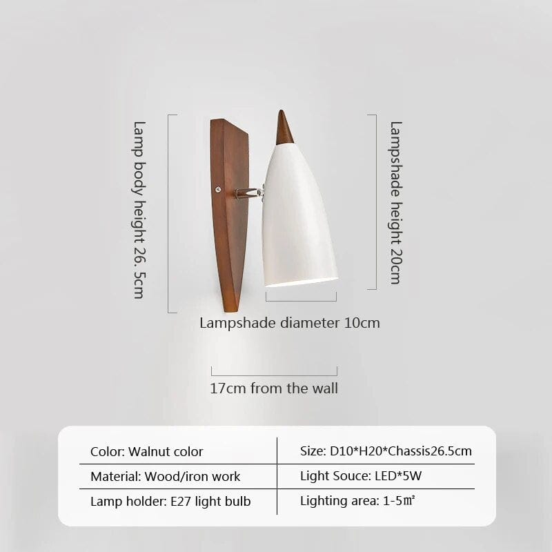 Applique LED nordique pour chambre et couloir en bois naturel | Marco Lucetti Noyer