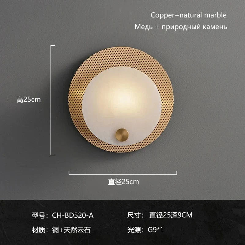 Applique minimaliste en marbre et cuivre avec LED - Luminor | Marco Lucetti W25E9CM / CHINE / 3000K-6000K | 5-15W