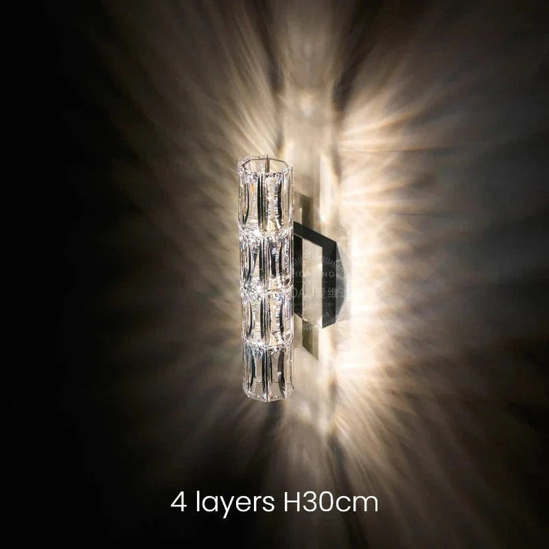 Applique moderne de luxe en cristal pour salon et chambre : Lampe murale LED nordique. | Marco Lucetti 4 couches H30cm / CHINE / Blanc chaud (2700-3500K)