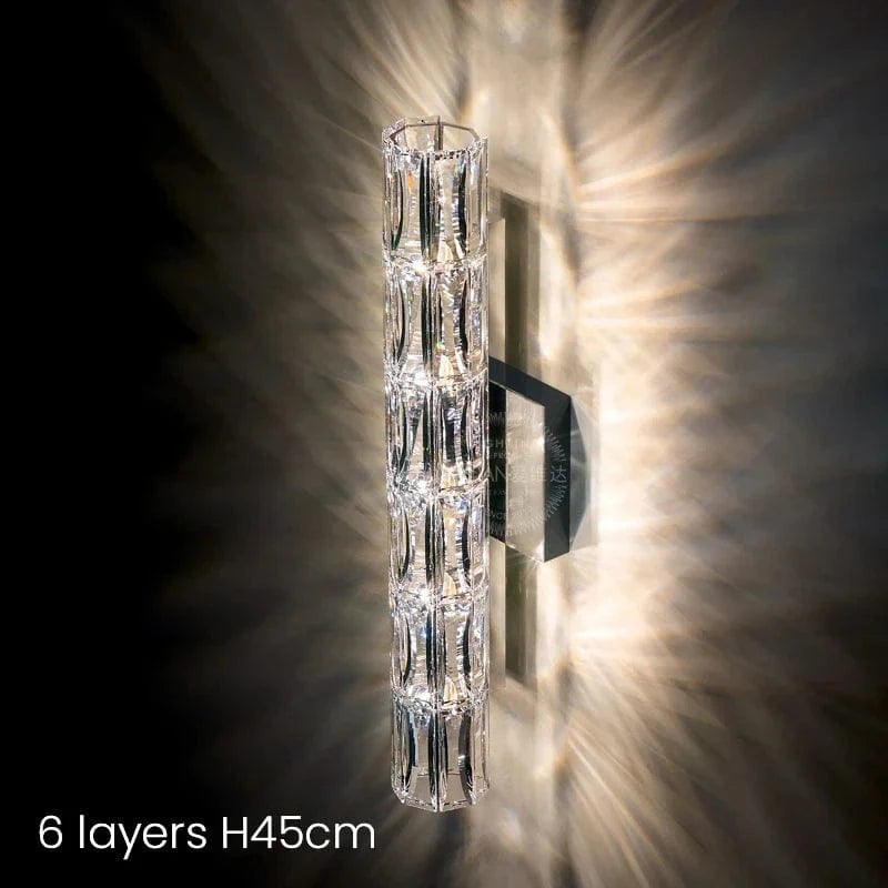 Applique moderne de luxe en cristal pour salon et chambre : Lampe murale LED nordique. | Marco Lucetti 6 couches H45cm / CHINE / Blanc chaud (2700-3500K)