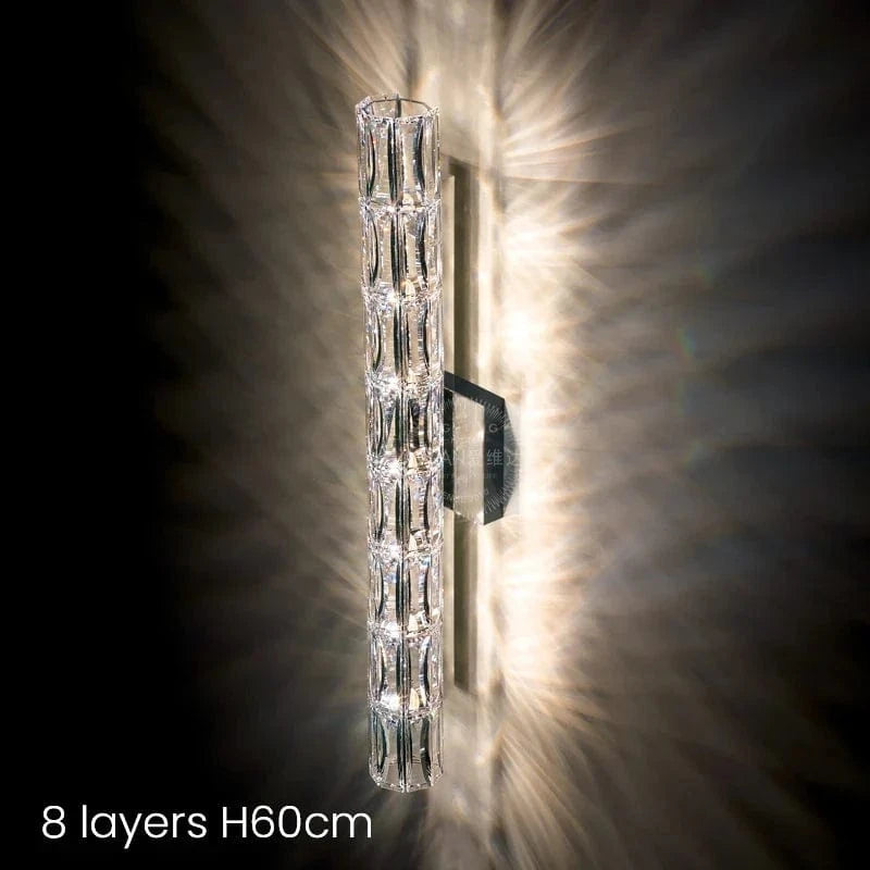 Applique moderne de luxe en cristal pour salon et chambre : Lampe murale LED nordique. | Marco Lucetti 8 couches H60cm / CHINE / Blanc chaud (2700-3500K)