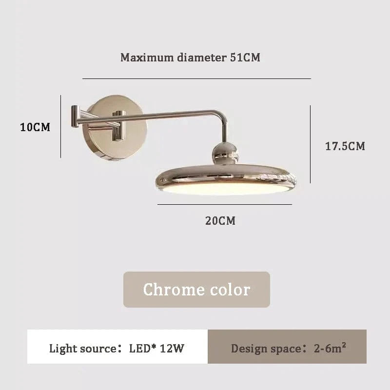 Applique murale à bascule pliantes nordiques LED lampe de chevet mobile moderne salon chambre appliques murales lampe de lecture rétractable × EverGlow | Marco Lucetti Couleur chromée / Lumière blanche