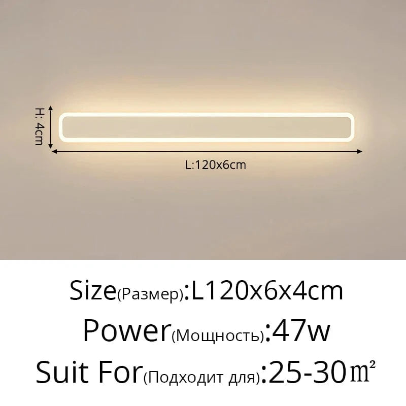 Applique murale à longue bande moderne et minimaliste - Idéale pour le salon, la TV et la chambre | Marco Lucetti Blanc L120x6cm 47W / Blanc chaud (2700-3500K)
