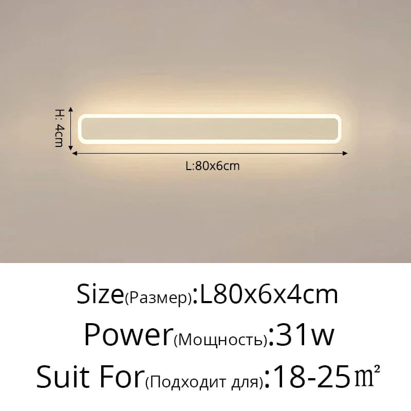 Applique murale à longue bande moderne et minimaliste - Idéale pour le salon, la TV et la chambre | Marco Lucetti Blanc L80x6cm 31W / Blanc chaud (2700-3500K)