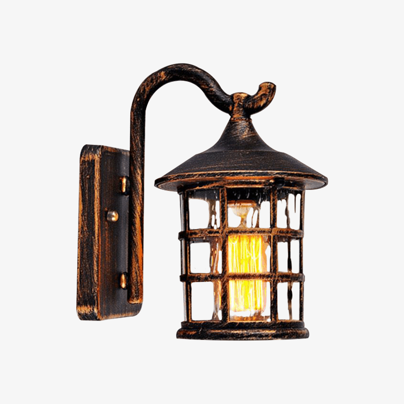 Applique murale rustique en métal et verre TRANSCTEGO - Noir ou marron
