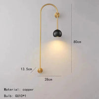 Applique murale Art Déco en cuivre pour salon, chambre ou restaurant - Style minimaliste, ampoule GU10 en laiton - Livraison Directe | Marco Lucetti Droite / Lumière blanche