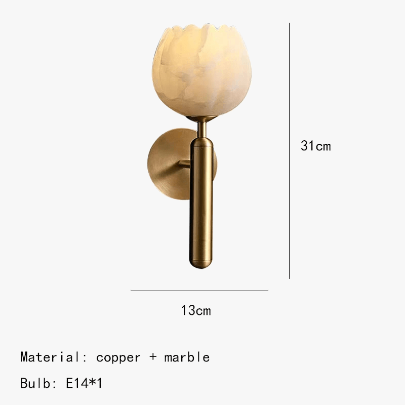 Applique murale Art Déco en marbre naturel - Fleur en laiton | Marco Lucetti