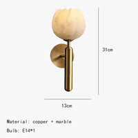 Applique murale Art Déco en marbre naturel - Fleur en laiton | Marco Lucetti