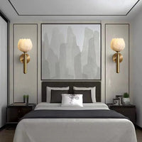 Applique murale Art Déco en marbre naturel - Fleur en laiton | Marco Lucetti