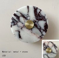 Applique Murale Art Déco en Pierre et Métal Doré - Livraison Directe | Marco Lucetti Modèle A / Diamètre 20cm / Lumière chaude 3000K