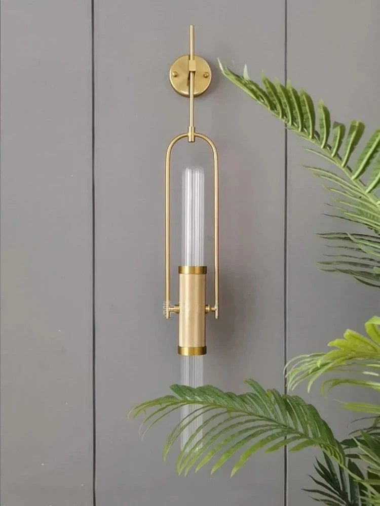 Applique murale Art Déco en verre transparent et métal doré - Style Nouveau | Marco Lucetti